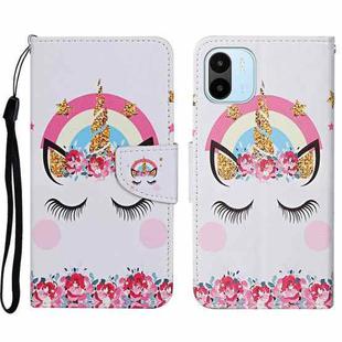 For Xiaomi Redmi A1 Colored Drawing Pattern Leather Phone Case(Crown Unicorn)