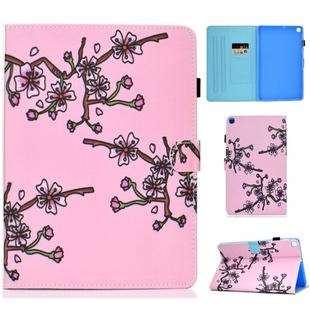 For Galaxy Tab S6 Lite Sewing Thread Horizontal Painted Flat Leather Case with Pen Cover & Anti Skid Strip & Card Slot & Holder(Plum Blossom)