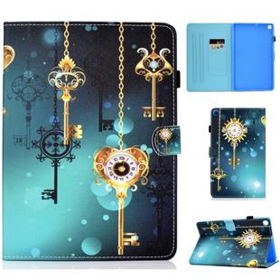 For Galaxy Tab S6 Lite Sewing Thread Horizontal Painted Flat Leather Case with Pen Cover & Anti Skid Strip & Card Slot & Holder(Antique Clock)