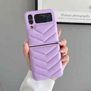 For Samsung Galaxy Z Flip4 V-shape Suture Fold Protective Phone Case(Purple)