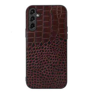 For Samsung Galaxy A14 5G Crocodile Texture Genuine Leather Phone Case(Coffee)