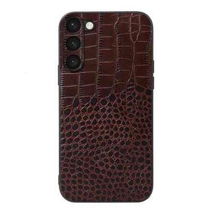 For Samsung Galaxy S23+ 5G Crocodile Texture Genuine Leather Phone Case(Coffee)