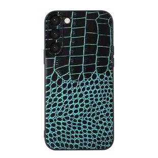 For Samsung Galaxy S23+ 5G Crocodile Texture Genuine Leather Phone Case(Cyan)