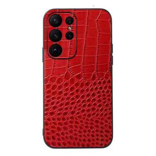 For Samsung Galaxy S23 Ultra 5G Crocodile Texture Genuine Leather Phone Case(Red)