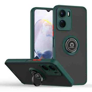 For vivo Y16 Q Shadow 1 Series TPU + PC Phone Case with Ring(Dark Green)