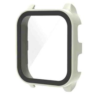 For Garmin Venu Sq2 PC + 9H Tempered Glass Integrated Protective Watch Case(Ivory White)