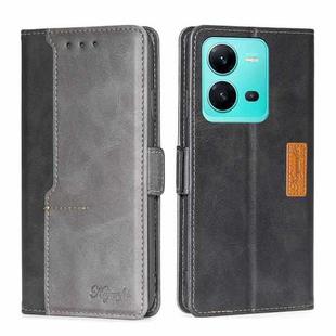 For vivo V25 5G/V25e 5G/X80 Lite Contrast Color Side Buckle Leather Phone Case(Black+Grey)