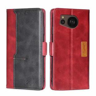 For Sharp Aquos sense7 Plus Contrast Color Side Buckle Leather Phone Case(Red+Black)