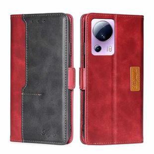 For Xiaomi Civi 2 5G Contrast Color Side Buckle Leather Phone Case(Red+Black)