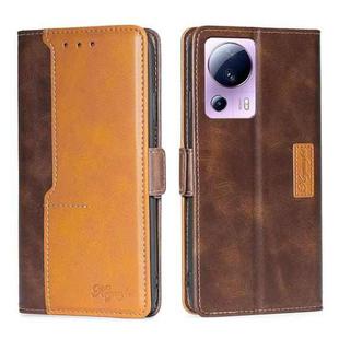 For Xiaomi Civi 2 5G Contrast Color Side Buckle Leather Phone Case(Dark Brown+Gold)
