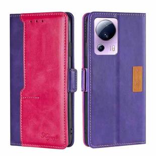 For Xiaomi Civi 2 5G Contrast Color Side Buckle Leather Phone Case(Purple+Rose Red)