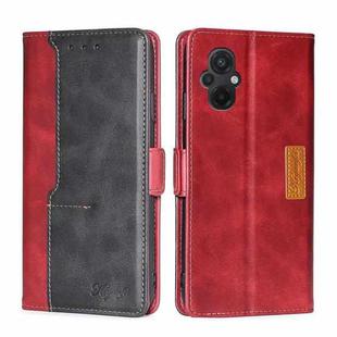 For Xiaomi Poco M5 4G Contrast Color Side Buckle Leather Phone Case(Red+Black)