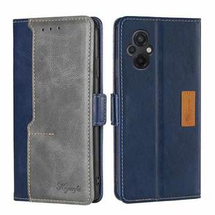 For Xiaomi Poco M5 4G Contrast Color Side Buckle Leather Phone Case(Blue+Grey)