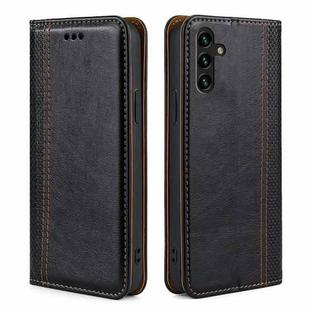 For Samsung Galaxy A04s Grid Texture Magnetic Flip Leather Phone Case(Black)