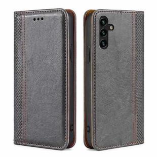 For Samsung Galaxy A04s Grid Texture Magnetic Flip Leather Phone Case(Grey)