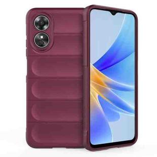 For OPPO A17 4G Global Magic Shield TPU + Flannel Phone Case(Wine Red)