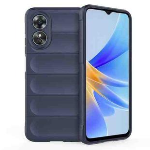 For OPPO A17 4G Global Magic Shield TPU + Flannel Phone Case(Dark Blue)