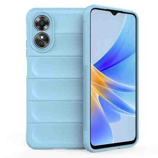 For OPPO A17 4G Global Magic Shield TPU + Flannel Phone Case(Light Blue)