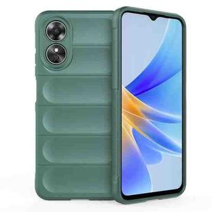 For OPPO A17 4G Global Magic Shield TPU + Flannel Phone Case(Dark Green)