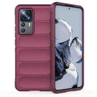 For Xiaomi 12T Pro Magic Shield TPU + Flannel Phone Case(Wine Red)