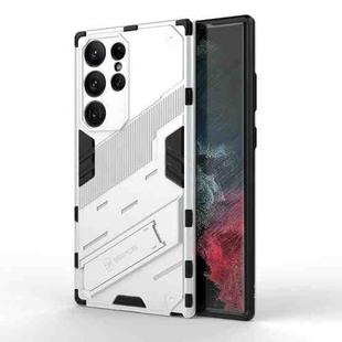 For Samsung Galaxy S23 Ultra 5G Punk Armor 2 in 1 PC + TPU Shockproof Phone Case with Invisible Holder(White)