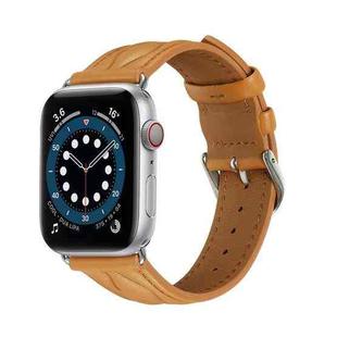 Hyperbolic Wave Leather Strap For Apple Watch Ultra 49mm / Series 8&7 45mm / SE 2&6&SE&5&4 44mm / 3&2&1 42mm(Khaki)