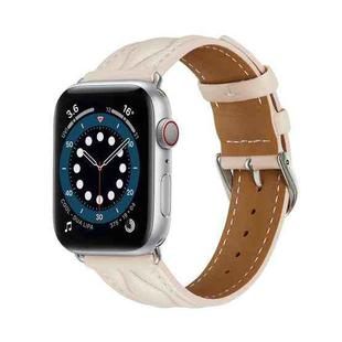 Hyperbolic Wave Leather Strap For Apple Watch Series 8&7 41mm / SE 2&6&SE&5&4 40mm / 3&2&1 38mm(Soft Pink)