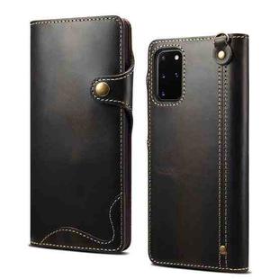 For Samsung Galaxy Note20 Denior Oil Wax Cowhide Magnetic Button Genuine Leather Case(Black)