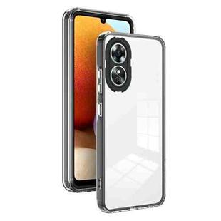 For OPPO A17 4G 3 in 1 Clear TPU Color PC Frame Phone Case(Black)