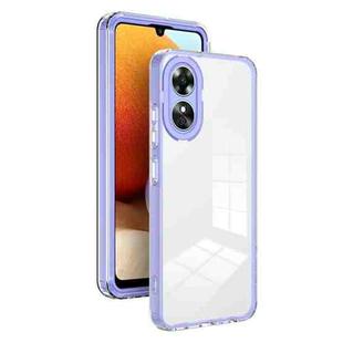 For OPPO A17 4G 3 in 1 Clear TPU Color PC Frame Phone Case(Purple)