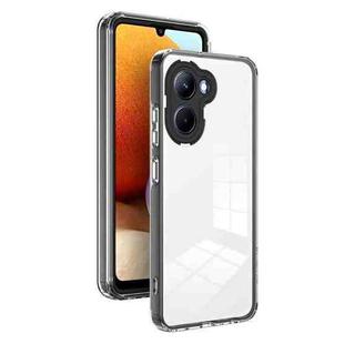 For Realme C33 3 in 1 Clear TPU Color PC Frame Phone Case(Black)