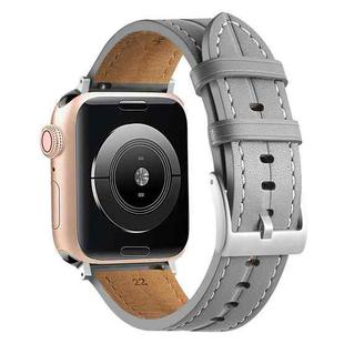 Fluted Leather Strap For Apple Watch Ultra 49mm / Series 8&7 45mm / SE 2&6&SE&5&4 44mm / 3&2&1 42mm(Grey)