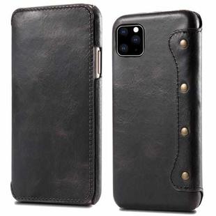 For iPhone 11 Denior Oil Wax Top Layer Cowhide Simple Flip Leather Case(Black)