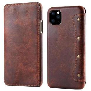 For iPhone 11 Denior Oil Wax Top Layer Cowhide Simple Flip Leather Case(Brown)
