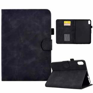 For iPad 10th Gen 10.9 2022 Embossed Smile Flip Tablet Leather Smart Case(Black)