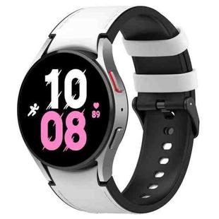 For Samsung Galaxy Watch5 44mm / 40mm Silicone Leather Black Buckle Watch Band, Size:S(White)