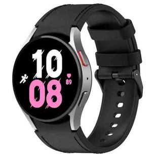 For Samsung Galaxy Watch5 44mm / 40mm Silicone Leather Black Buckle Watch Band, Size:S(Black)