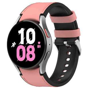 For Samsung Galaxy Watch5 44mm / 40mm Silicone Leather Silver Buckle Watch Band, Size:S(Pink)