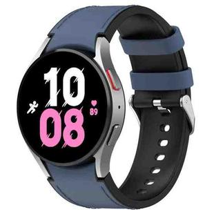 For Samsung Galaxy Watch5 44mm / 40mm Silicone Leather Silver Buckle Watch Band, Size:L(Midnight Blue)