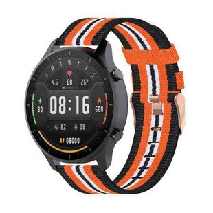For Xiaomi Watch Color 22mm Nylon Denim Wrist Strap Watchband(Black and Orange)