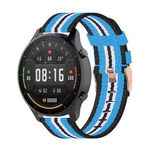 For Xiaomi Watch Color 22mm Nylon Denim Wrist Strap Watchband(Black and Sky Blue)