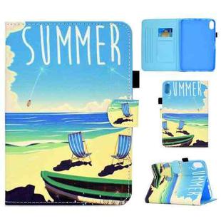 For iPad 10th Gen 10.9 2022 Colored Drawing Stitching Smart Leather Tablet Case(Beach)