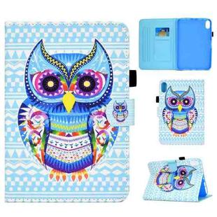 For iPad 10th Gen 10.9 2022 Colored Drawing Stitching Smart Leather Tablet Case(Colored Owl)