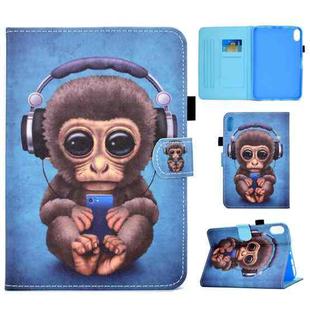 For iPad 10th Gen 10.9 2022 Colored Drawing Stitching Smart Leather Tablet Case(Headphone Monkey)