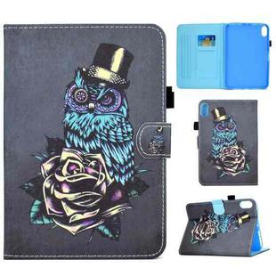 For iPad 10th Gen 10.9 2022 Colored Drawing Stitching Smart Leather Tablet Case(Owl)