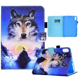 For iPad 10th Gen 10.9 2022 Colored Drawing Stitching Smart Leather Tablet Case(Wolf)