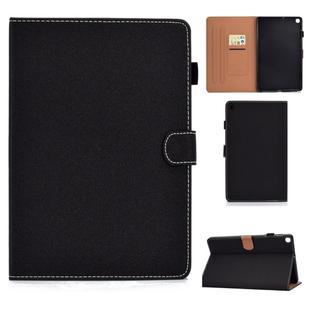 For Galaxy Tab S6 Lite Sewing Thread Horizontal Solid Color Flat Leather Case with Sleep Function & Pen Cover & Anti Skid Strip & Card Slot & Holder(Light Star Black)