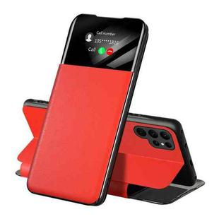 For Samsung Galaxy S22 Ultra 5G Side Display Adsorption Leather Phone Case(Red)