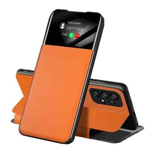 For Samsung Galaxy A53 5G Side Display Adsorption Leather Phone Case(Orange)