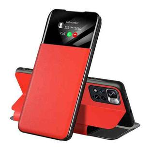 For Xiaomi Redmi Note 11S / Note 11 2022 Side Display Adsorption Leather Phone Case(Red)